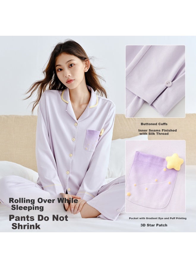 Goso Guan Xiaotong Couple Style Women's Long Sleeve Long Pants Thin Cardigan Solid Color Cotton Casual Homewear Set - Image 3