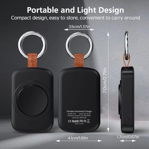 ACEQINGSE for Samsung Galaxy Watch Charger,1800mAh Portable Charger for Samsung Galaxy Watch 8/8 Classic/7/Ultra/6/6 Classic/5/5 Pro/4/3,Active 2/1,Wireless Magnetic (Black) - Image 5