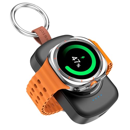 ACEQINGSE for Samsung Galaxy Watch Charger,1800mAh Portable Charger for Samsung Galaxy Watch 8/8 Classic/7/Ultra/6/6 Classic/5/5 Pro/4/3,Active 2/1,Wireless Magnetic (Black) - Image 1