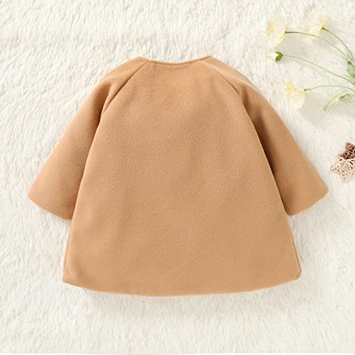 JEELLIGULAR Toddler Baby Girls Coats Kids Cloak Button Warm Thick Jacket Clothes Baby Fall Winter Outwear Clothes Set (Khaki, 3-6 Month - Image 2
