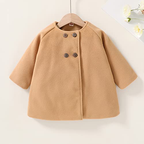 JEELLIGULAR Toddler Baby Girls Coats Kids Cloak Button Warm Thick Jacket Clothes Baby Fall Winter Outwear Clothes Set (Khaki, 3-6 Month - Image 3
