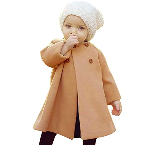 JEELLIGULAR Toddler Baby Girls Coats Kids Cloak Button Warm Thick Jacket Clothes Baby Fall Winter Outwear Clothes Set (Khaki, 3-6 Month - Image 1