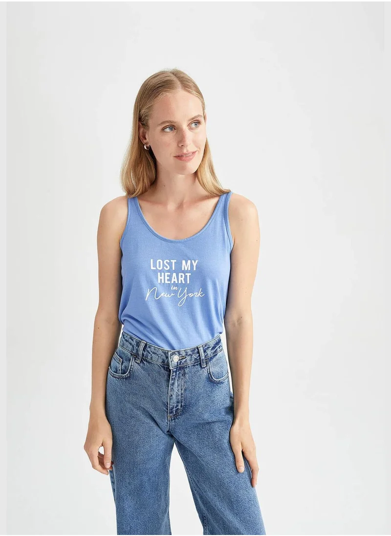DeFacto Regular Fit Strappy Slogan Print Vest