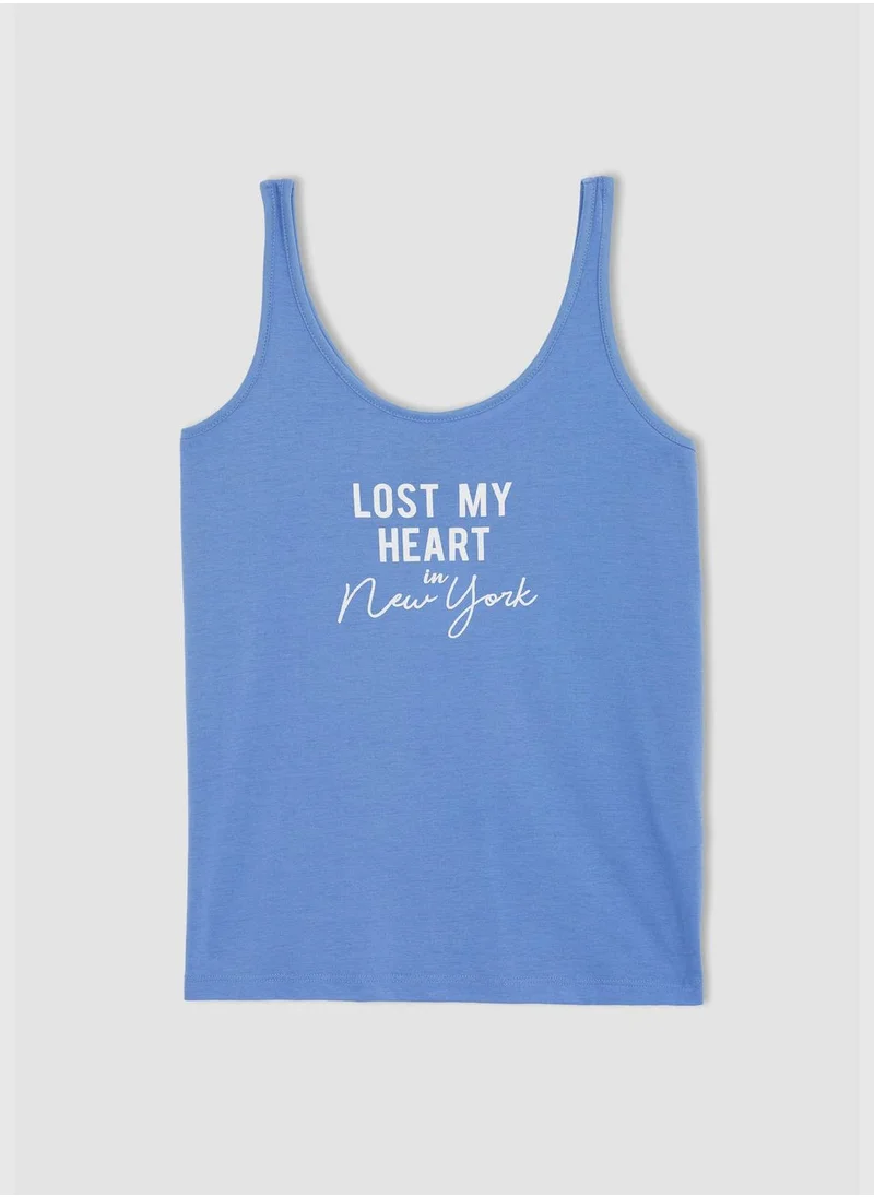 DeFacto Regular Fit Strappy Slogan Print Vest