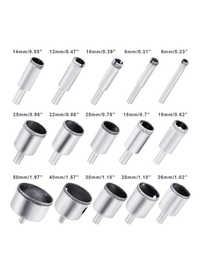 Generic 15-Piece Diamond Hole Saw Drill Bit Set Sliver (6, 8, 10, 12, 14, 16, 18, 20, 22, 25, 26, 28, 30, 40, 50)mm  - Image 5