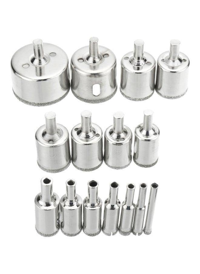 Generic 15-Piece Diamond Hole Saw Drill Bit Set Sliver (6, 8, 10, 12, 14, 16, 18, 20, 22, 25, 26, 28, 30, 40, 50)mm  - Image 1