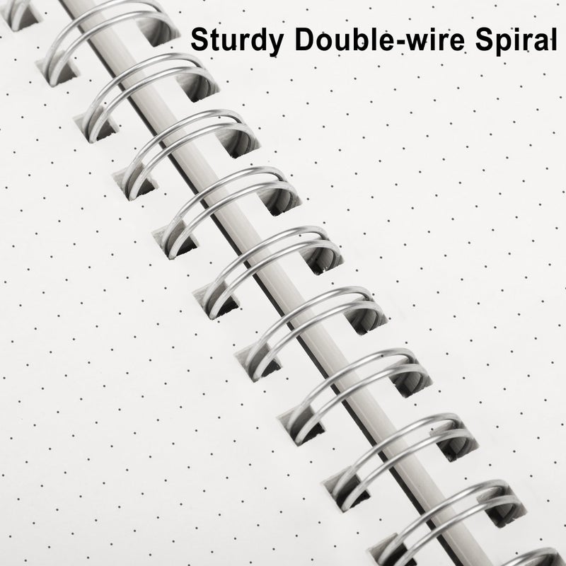 RETTACY Dotted Journal Notebook, 300 Pages, A5 Medium Size (5.7'' Ã— 8.2''), 100 GSM Thick Paper, Flexible Plastic Cover, Spiral-bound, for Bullet Journaling, Planning, Tracking (Black) - Image 4