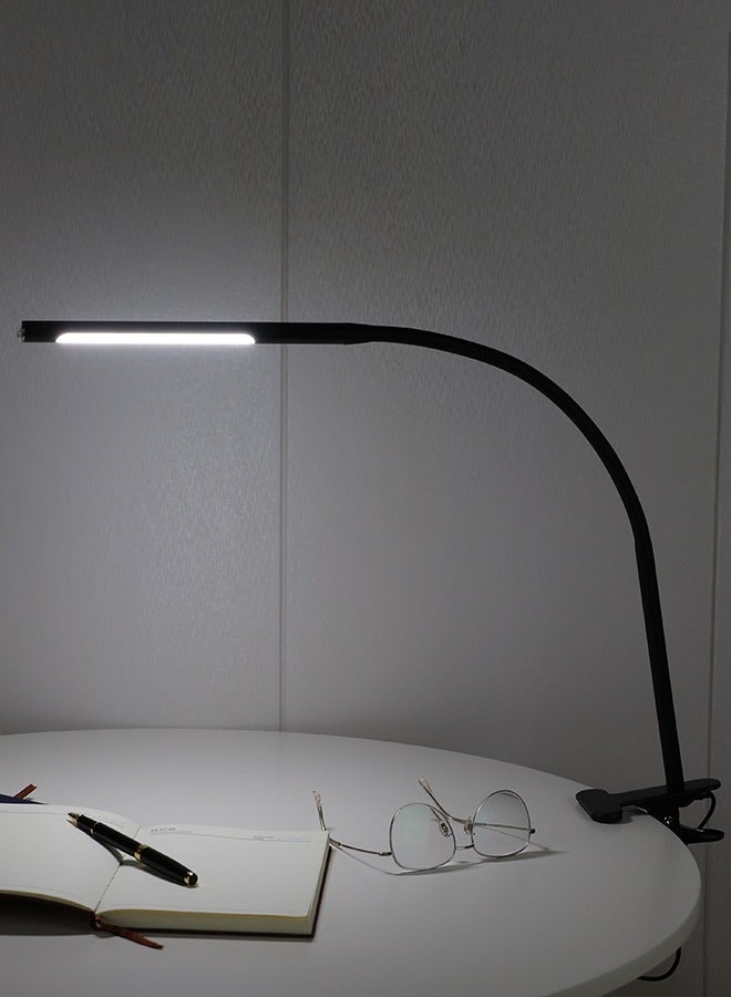 LED Desk Lamp with Clamp, Clip Reading Light with 360° PVC Rotating Hose, 3 Lighting Modes and Brightness Dimmer Light, USB Clip Light for Desk, Bed Night Light for Bedroom and Office Home Lighting - Image 2