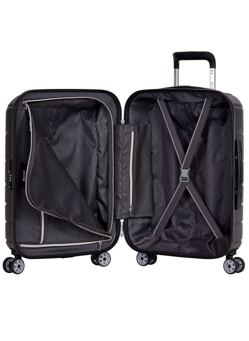 eminent - Voyager Hard side Travel Case Luggage Trolley Makrolon Lightweight with 4 Quiet Double Spinner Wheels Suitcase with TSA Lock KH91 Dark Grey - Image 1