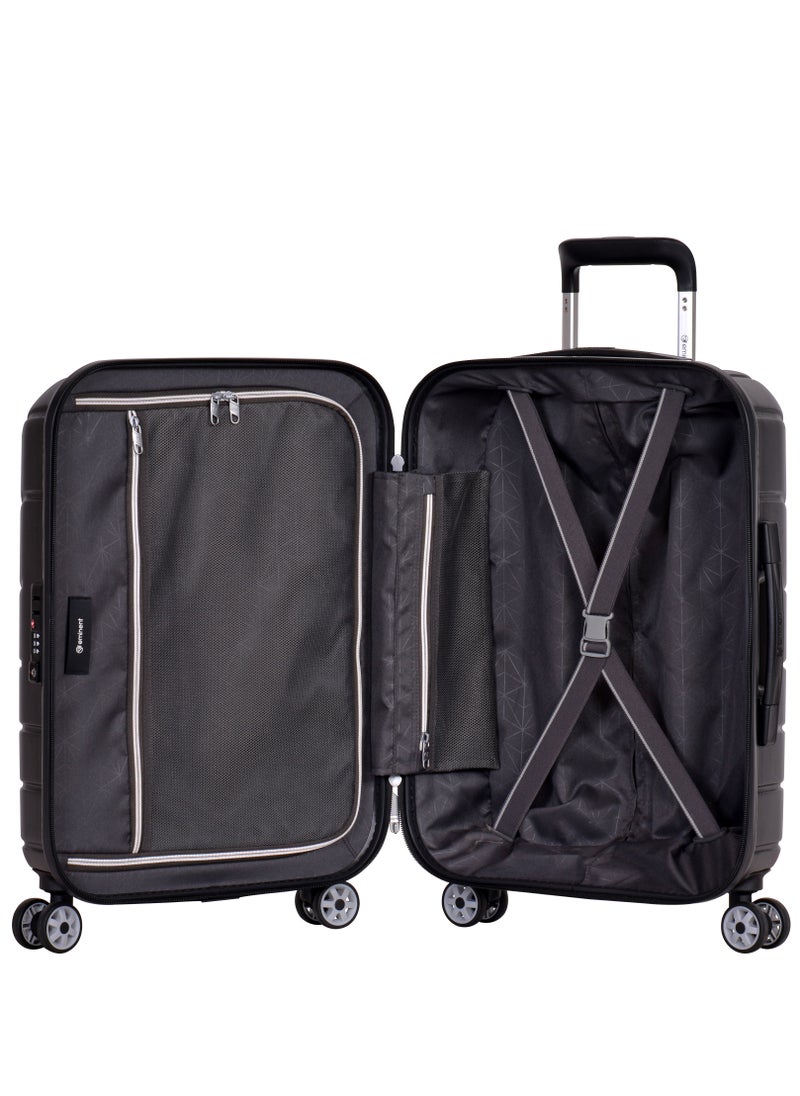 eminent - Voyager Hard side Travel Case Luggage Trolley Makrolon Lightweight with 4 Quiet Double Spinner Wheels Suitcase with TSA Lock KH91 Dark Grey - Image 1