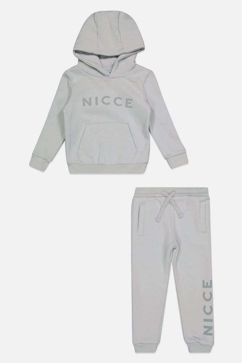 Nicce Toddlers Boy 2 Pcs Brand Logo Hoodies And Jogger Pants, Light Grey  - Image 1