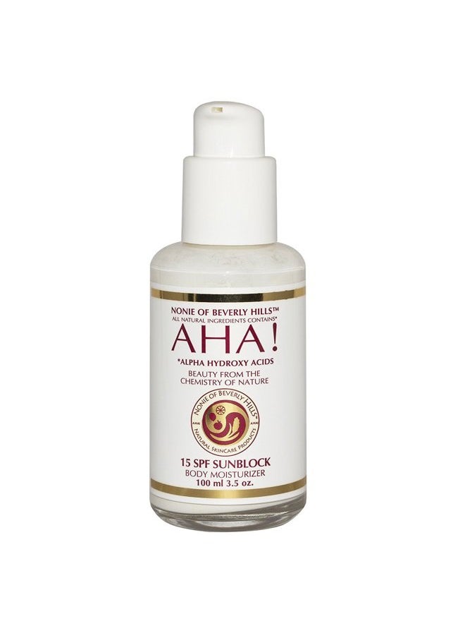 Nonie Of Beverly Hills - Nonie of Beverly Hills AHA All-Natural 15 SPF Sunscreen – 100% Vegan & Pure Ingredients – UVB Protection for Long-Lasting Defense – Skin Food for Daily Use – Made in the USA - Image 1