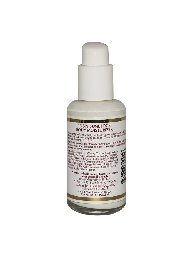 Nonie Of Beverly Hills - Nonie of Beverly Hills AHA All-Natural 15 SPF Sunscreen – 100% Vegan & Pure Ingredients – UVB Protection for Long-Lasting Defense – Skin Food for Daily Use – Made in the USA - Image 1