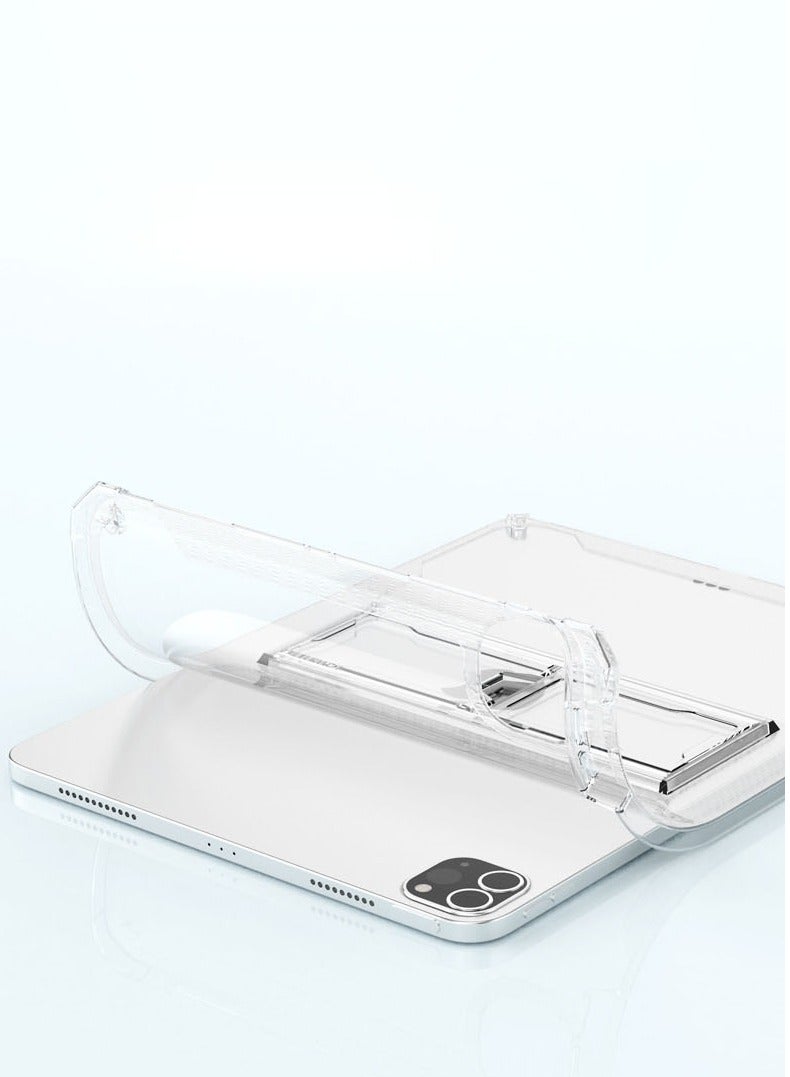 عام غطاء آيباد برو 12.9 إنش 2024 مع حامل قلم - كفر شفاف هجين لآيباد برو 12.9 إنش، يدعم التشغيل/الإيقاف التلقائي - Image 2