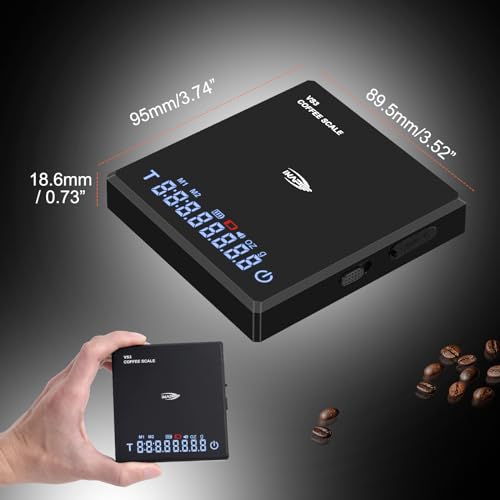 IKAPE ميزان قهوة رقمي صغير من IKAPE مع مؤقت، 2kg/0.1g دقة عالية قابل لإعادة الشحن مع وظيفة الطي، شاشة LED (أسود) - Image 3