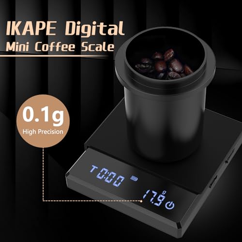 IKAPE ميزان قهوة رقمي صغير من IKAPE مع مؤقت، 2kg/0.1g دقة عالية قابل لإعادة الشحن مع وظيفة الطي، شاشة LED (أسود) - Image 2