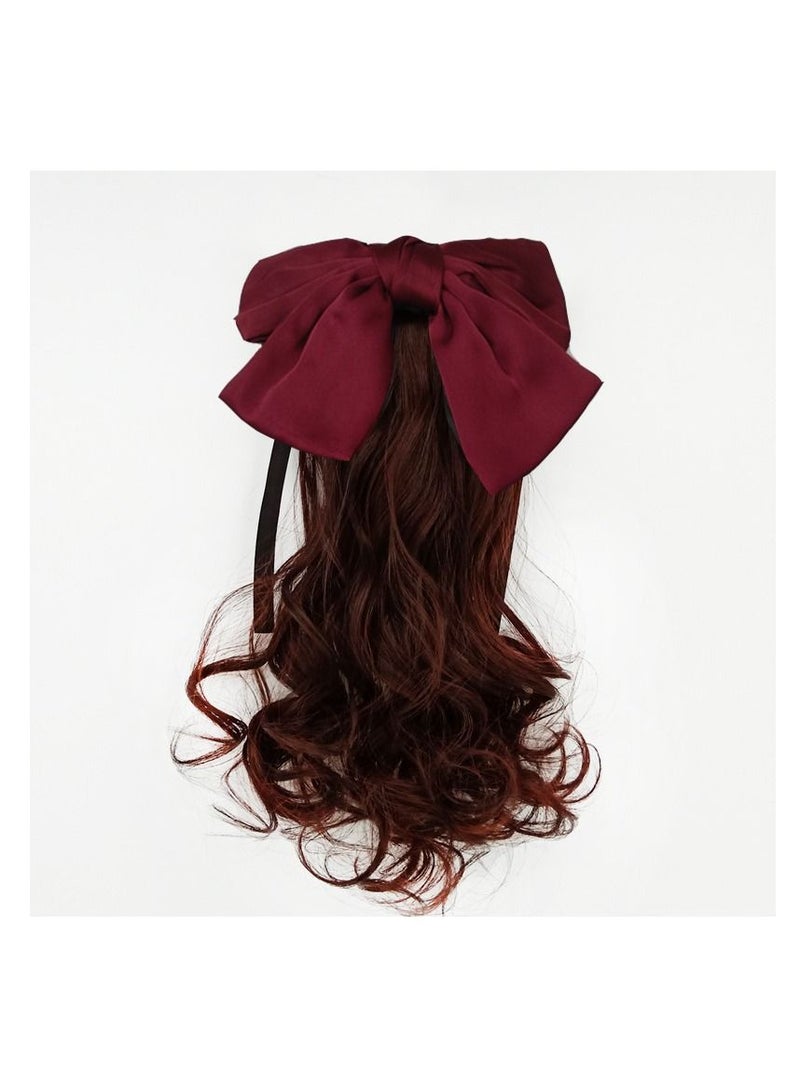 Y&D Children'S Ponytail Wig, Girl'S Medium Length Curly Hair, Bow Knot Wig, Ponytail Tie Style Curly Ponytail Children'S Hair Accessories - Image 1