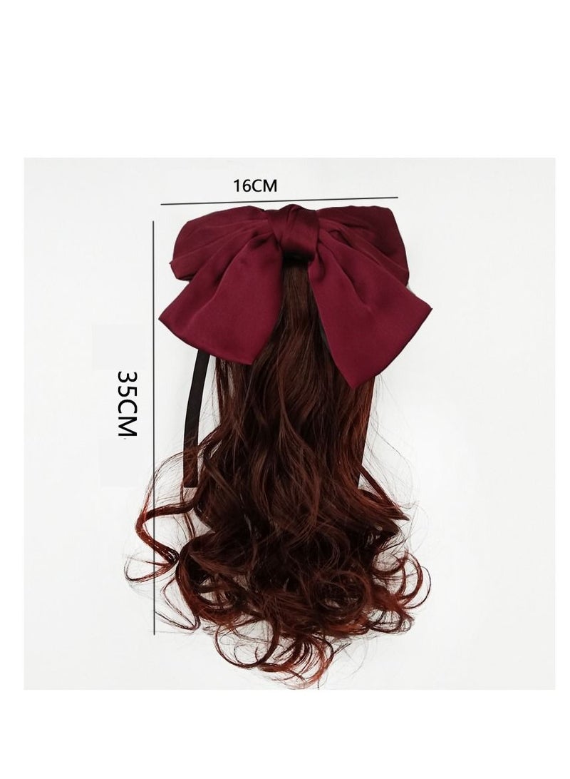 Y&D Children'S Ponytail Wig, Girl'S Medium Length Curly Hair, Bow Knot Wig, Ponytail Tie Style Curly Ponytail Children'S Hair Accessories - Image 2