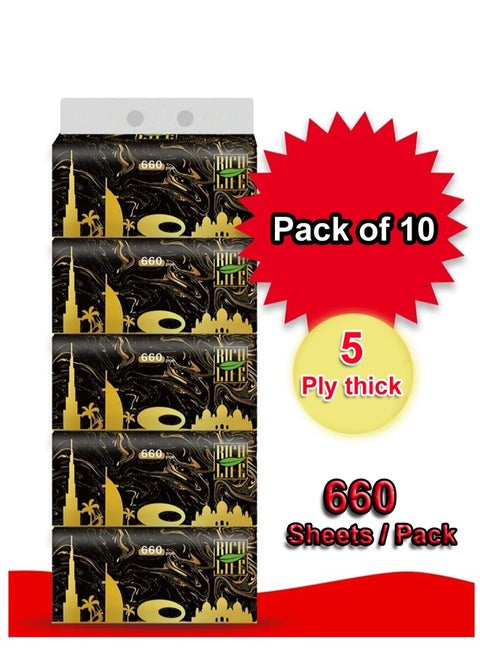 Pack of 10 Multipurpose Use Thick 5 Ply Fragrance Free and Dye Free Tissues 660 Sheets Per Packet Family Pack Facial Tissues Gentle on Skin Lint Free Soft and High Absorbency Paper Towels Ideal for Home Office Travel