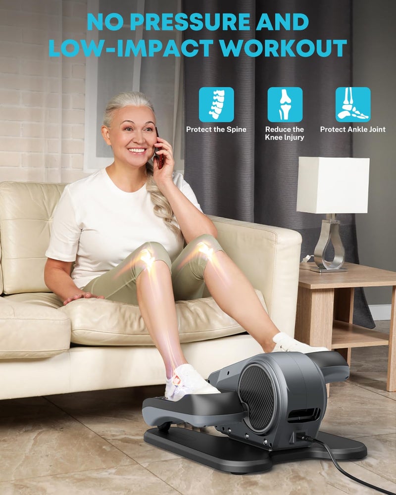 Gonex Under Desk Elliptical Machine Electric Seated Pedal Leg Exerciser Quiet Portable Fitness Exercise Equipment While Sitting with Remote for Seniors, 16 Adjustable Speeds Fully Assembled - Image 2