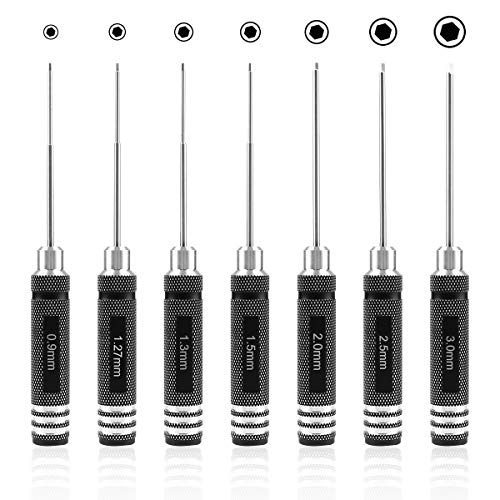 FPVERA RC Hex Driver Set - 7pcs Hex Allen Screwdriver Kit 0.9mm 1.27mm 1.3mm 1.5mm 2.0mm 2.5mm 3.0mm Key Driver Repair Tools for Rc Car Traxxas Helicopter - Image 1