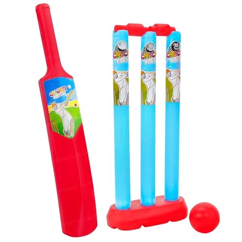 FunBlast Cricket Set with Bat, Stumps & Ball, Sports Games for Kids 3+ Years Bat Ball Set - Best Birthday Return Gifts for Kids - Multicolor (Small) - Image 1