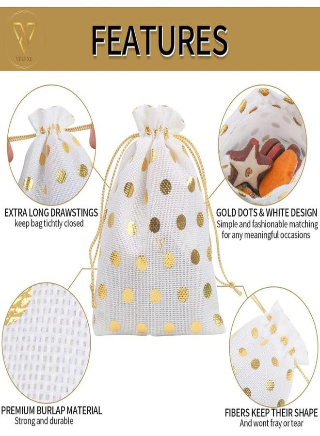 VELEXE Jute Bag with White Doted Design - Pack of 50 | 15 * 20CM | Eco-Friendly, Reusable Tote Bag | Stylish, Durable, and Sustainable | Perfect for Shopping & Gifting - Image 4