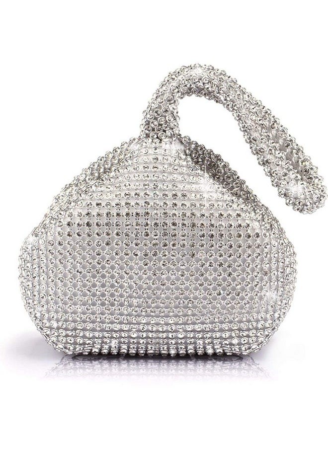 Jian Ya Na Fashion Women Rhinestone Trihedral Clutch Evening Bag Bling Zipper Wedding Purse  - Image 1