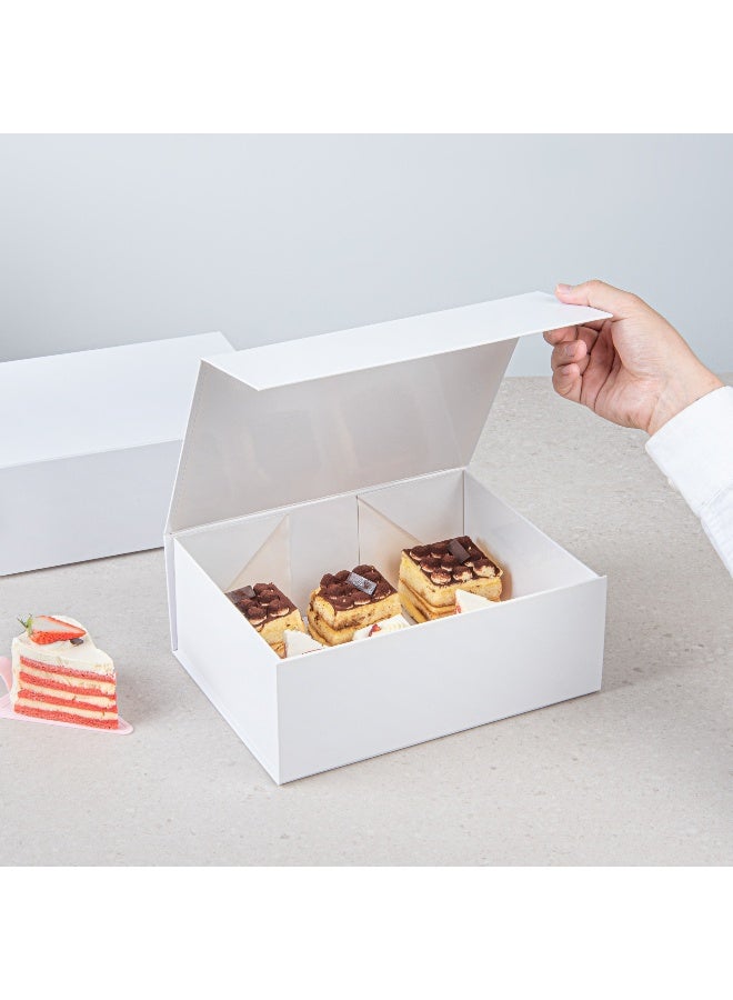 Restaurantware 10.5 x 8 x 4 Inch Magnetic Gift Boxes, 10 Sturdy Collapsible Gift Boxes - For Groomsman And Bridesmaid Proposals, Built-In Lid, White Paper Luxury Storage Boxes, Grease-Resistant - Image 5