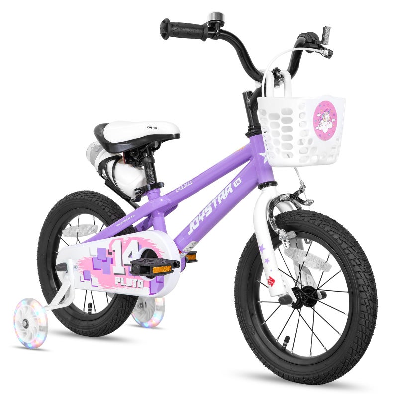 JOYSTAR Pluto 14 Inch Kids Bike with Training Wheels for Ages 3 4 5 Year Old Boys Girls Toddler Children BMX Girl Bicycle Purple - Image 1