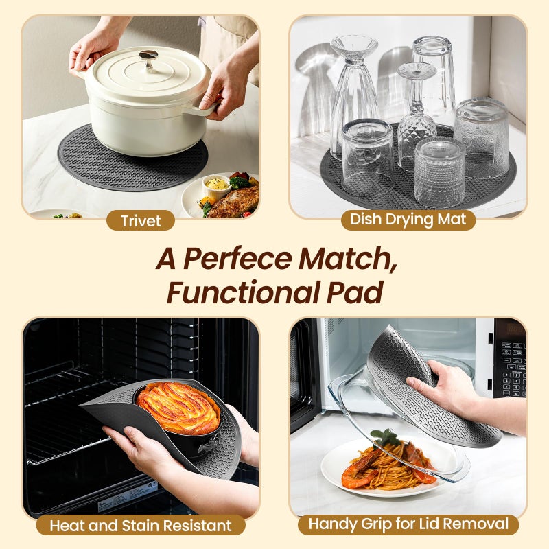 Snuvid 2 in 1, Tall Glass Microwave Splatter Cover for Food & Microwave Place Mat, Plate Splatter Guard Lid with Silicone Handle Knob, Cookware & Bakeware Serving Dish Cover, Food Grade, No Plastic, 10in - Image 3