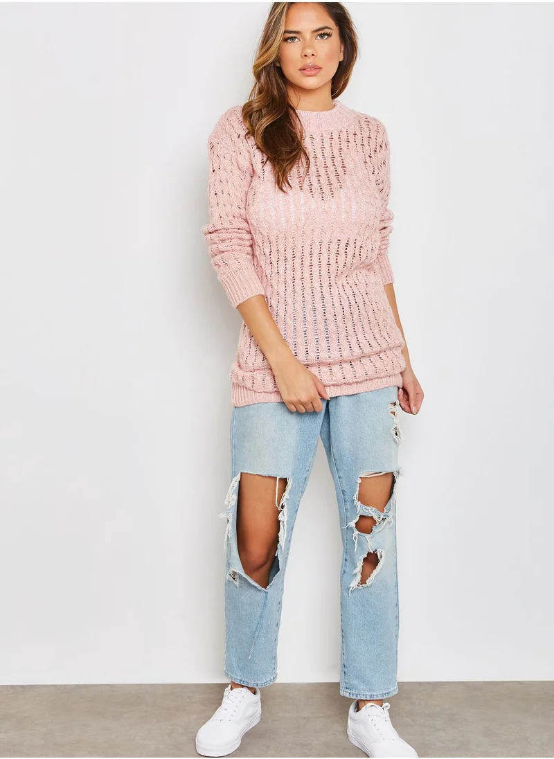 Ginger Cable Knit Longline Sweater