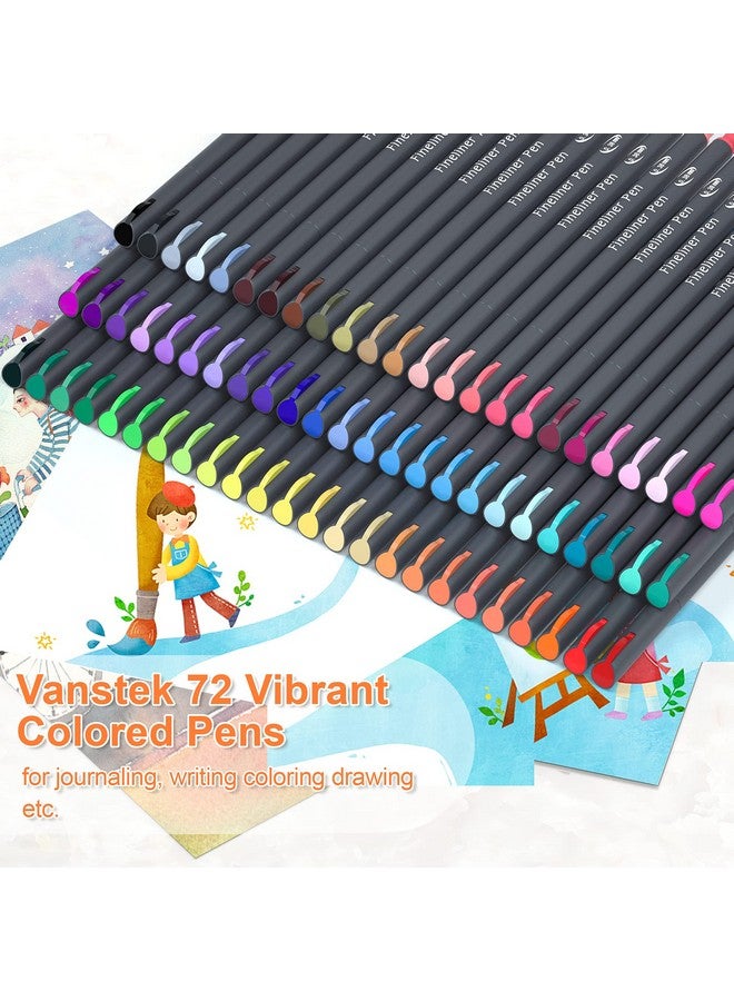 Vanstek 72 Colors Journal Planner Colored Pens, Fineliner Pens For Journaling, Writing Coloring Drawing, Note Taking, Calendar, Planner, Art Office School Gift Supplies  - Image 2
