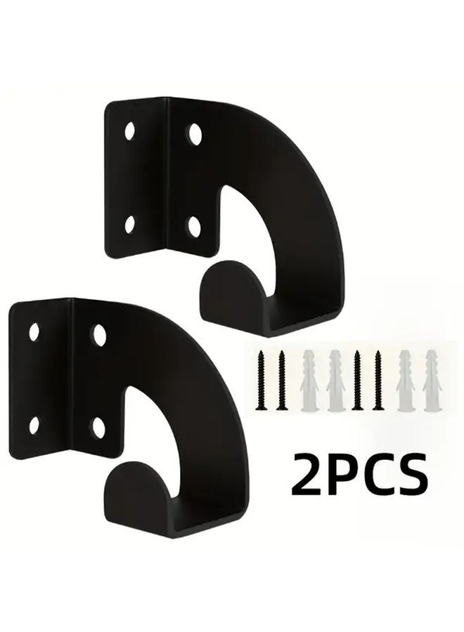 2 قطعة من حامل الأدوات المعدني الحديث المثبت على الحائط، رف تخزين أسود موفر للمساحة للجراج - Image 1