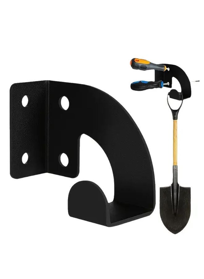 2 قطعة من حامل الأدوات المعدني الحديث المثبت على الحائط، رف تخزين أسود موفر للمساحة للجراج - Image 5