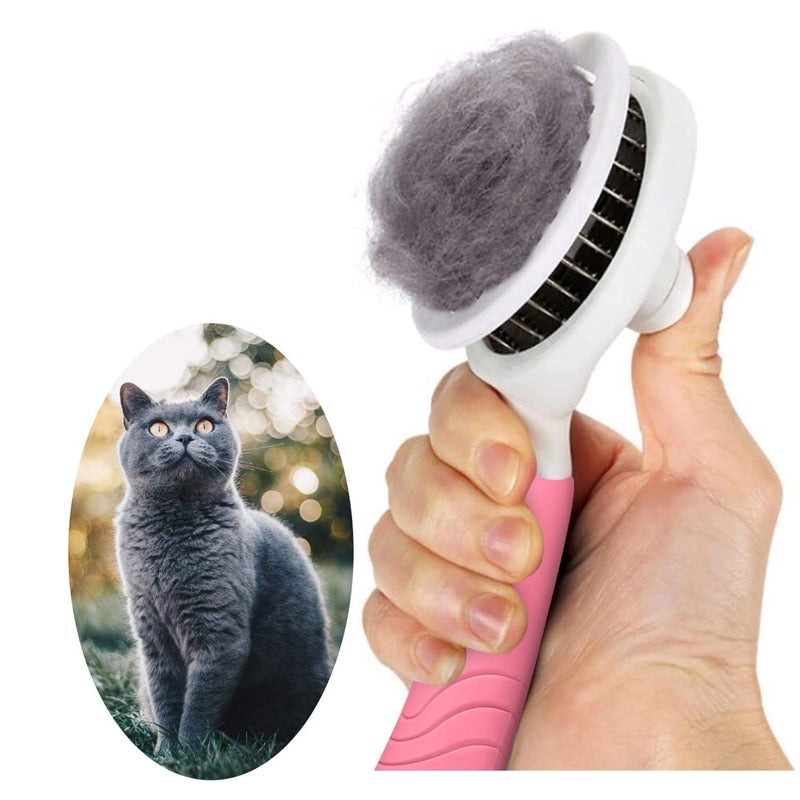 itPlus Cat Grooming Brush, Pets Skin Friendly Self Cleaning Slicker Brushes for Shedding Massage Dogs Cats Hair Gentle Remove Loose Undercoat with Long or Short Hairs for All Fur Type- UPGRADED (Pink) - Image 1