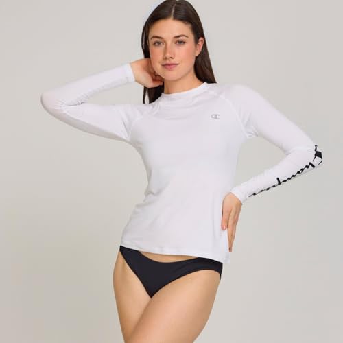 Champion Rash Guard for Women, Womens Rash Guard Long Sleeve Shirts, Rashguard Swim Shirt Women UPF 50+ SPF & UV Protection White - Image 3