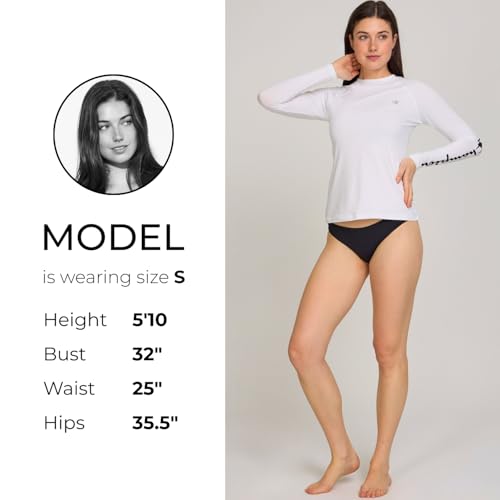 Champion Rash Guard for Women, Womens Rash Guard Long Sleeve Shirts, Rashguard Swim Shirt Women UPF 50+ SPF & UV Protection White - Image 5