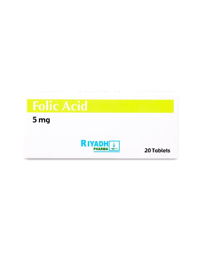 الرياض فارما حامض الفوليك 5 مجم 20 قرص - Image 1