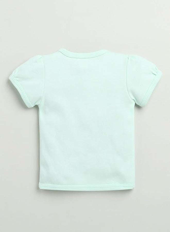 BUMZEE Baby Girls Cotton Half Sleeves Jabla & Short Set Mint Green & White - 3-6 Months (Peb10222C-mgn) - Image 3