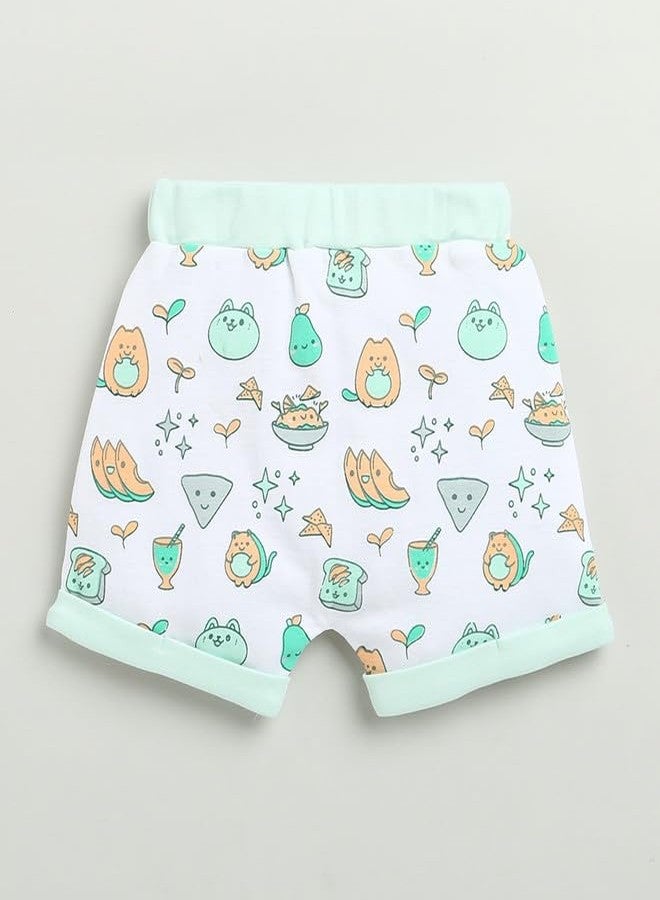 BUMZEE Baby Girls Cotton Half Sleeves Jabla & Short Set Mint Green & White - 3-6 Months (Peb10222C-mgn) - Image 4