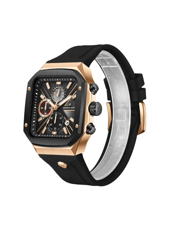 Kenneth Scott Men's Silicone Chronograph  Watch K26104-KSBB - 44 mm