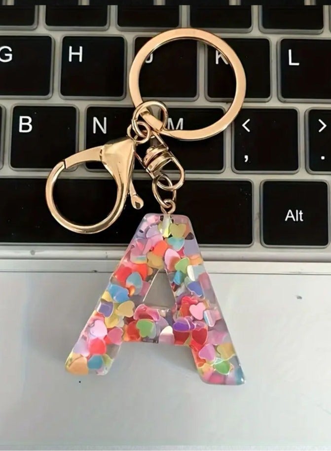 Distinctive and wonderful key chain made of resin with the design of the letter A suitable for car keys and bags