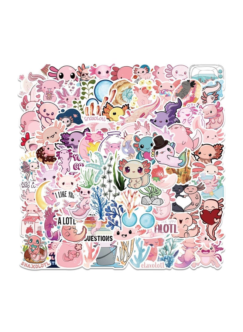 NIBEMINENT 100Pcs Cute Axolotl Stickers for Water Bottles, DIY Waterproof Vinyl Hydro Flask Laptop Scrapbook, Kawaii Animal Kids, Teens, Teachers Students Reward - Image 1
