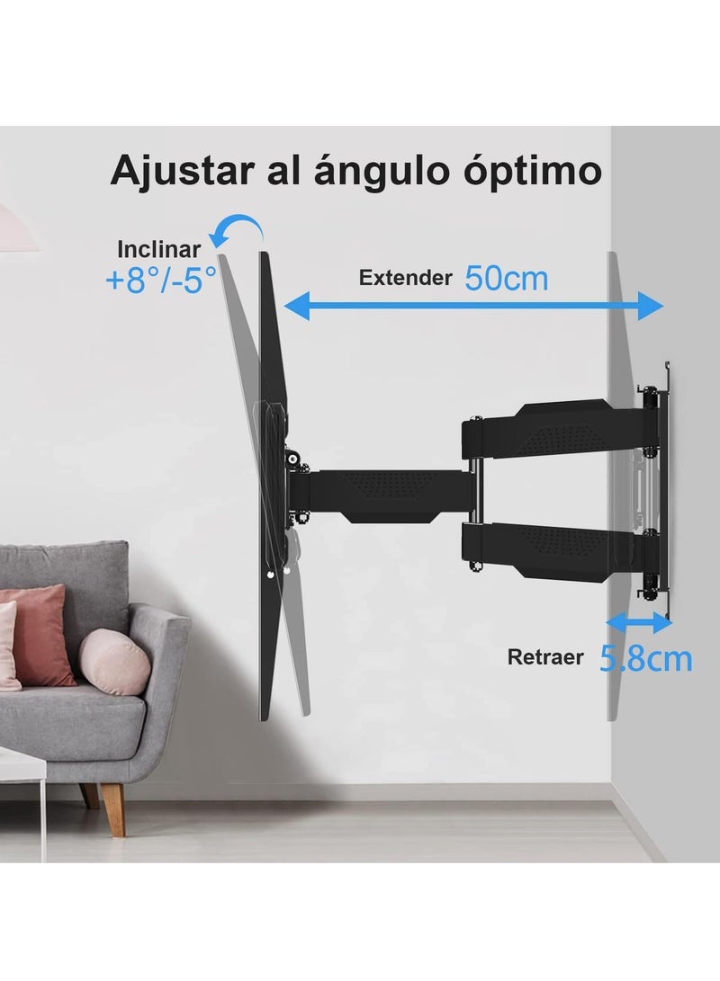 TV Wall Bracket for 55-85 inch Screens, Rotary/Tilt TV Base with Articulated Double Arms, TV Wall Mount for LED Screen/4K TV, Max Vesa 600x400 mm, Supports up to 68.2 kg - Image 3
