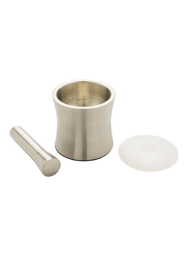 Restaurantware Pill Mortar And Pestle, 1 Slip-Resistant Dog Food Crusher - With Plastic Lid, Corrosion-Resistant, Stainless Steel Mortar And Pestle Set, Dishwashable, For Grinding Spices And Herbs - Image 1