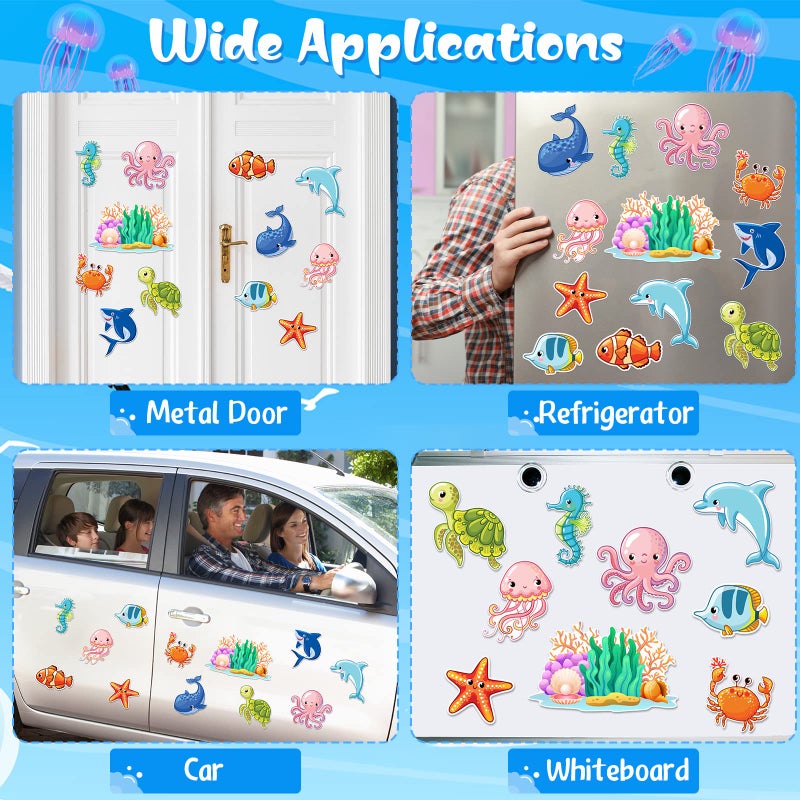LEIFIDE 12 Pcs Cruise Door Decorations Magnetic Ocean Car Magnets Cruise Door Magnet Stickers Decorations Ocean Fridge Decor for Carnival Refrigerator(Colorful,Sea Animal) - Image 4