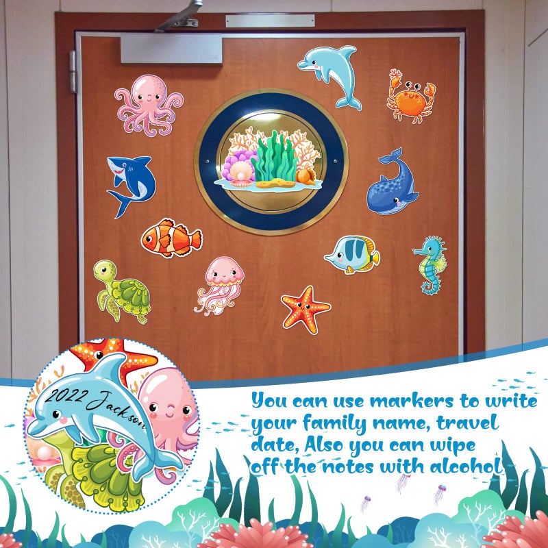 LEIFIDE 12 Pcs Cruise Door Decorations Magnetic Ocean Car Magnets Cruise Door Magnet Stickers Decorations Ocean Fridge Decor for Carnival Refrigerator(Colorful,Sea Animal) - Image 2