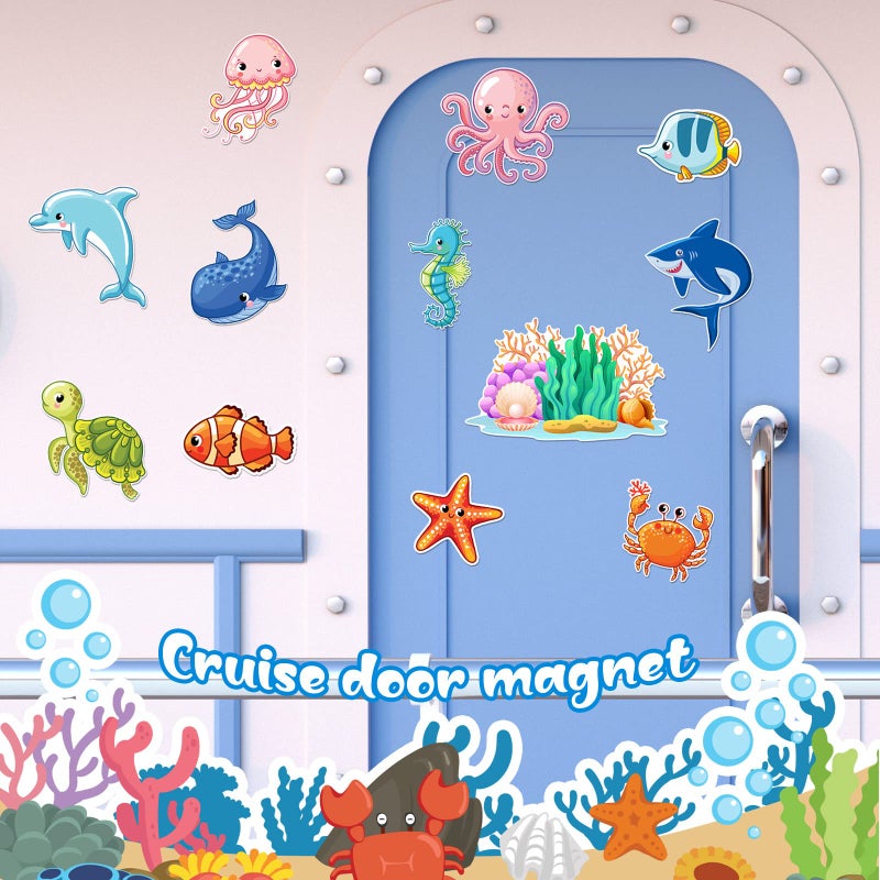 LEIFIDE 12 Pcs Cruise Door Decorations Magnetic Ocean Car Magnets Cruise Door Magnet Stickers Decorations Ocean Fridge Decor for Carnival Refrigerator(Colorful,Sea Animal) - Image 5