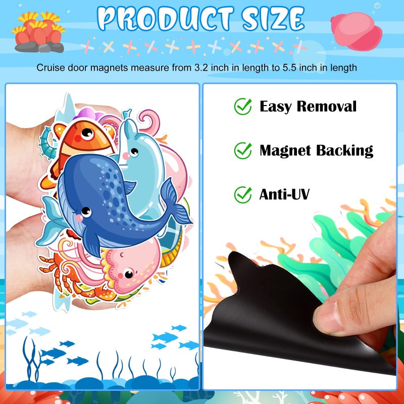LEIFIDE 12 Pcs Cruise Door Decorations Magnetic Ocean Car Magnets Cruise Door Magnet Stickers Decorations Ocean Fridge Decor for Carnival Refrigerator(Colorful,Sea Animal) - Image 3